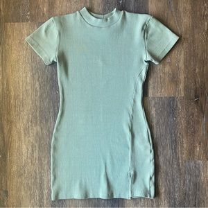 Nasty Gal powder blue/pale turquoise high-collar mini bodycon dress